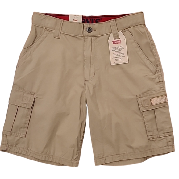 LEVIS YOUTH BOYS KAKHI RELAXED FIT CARGO SHORTS SIZE 18 HUSKY 36W - Picture 1 of 11